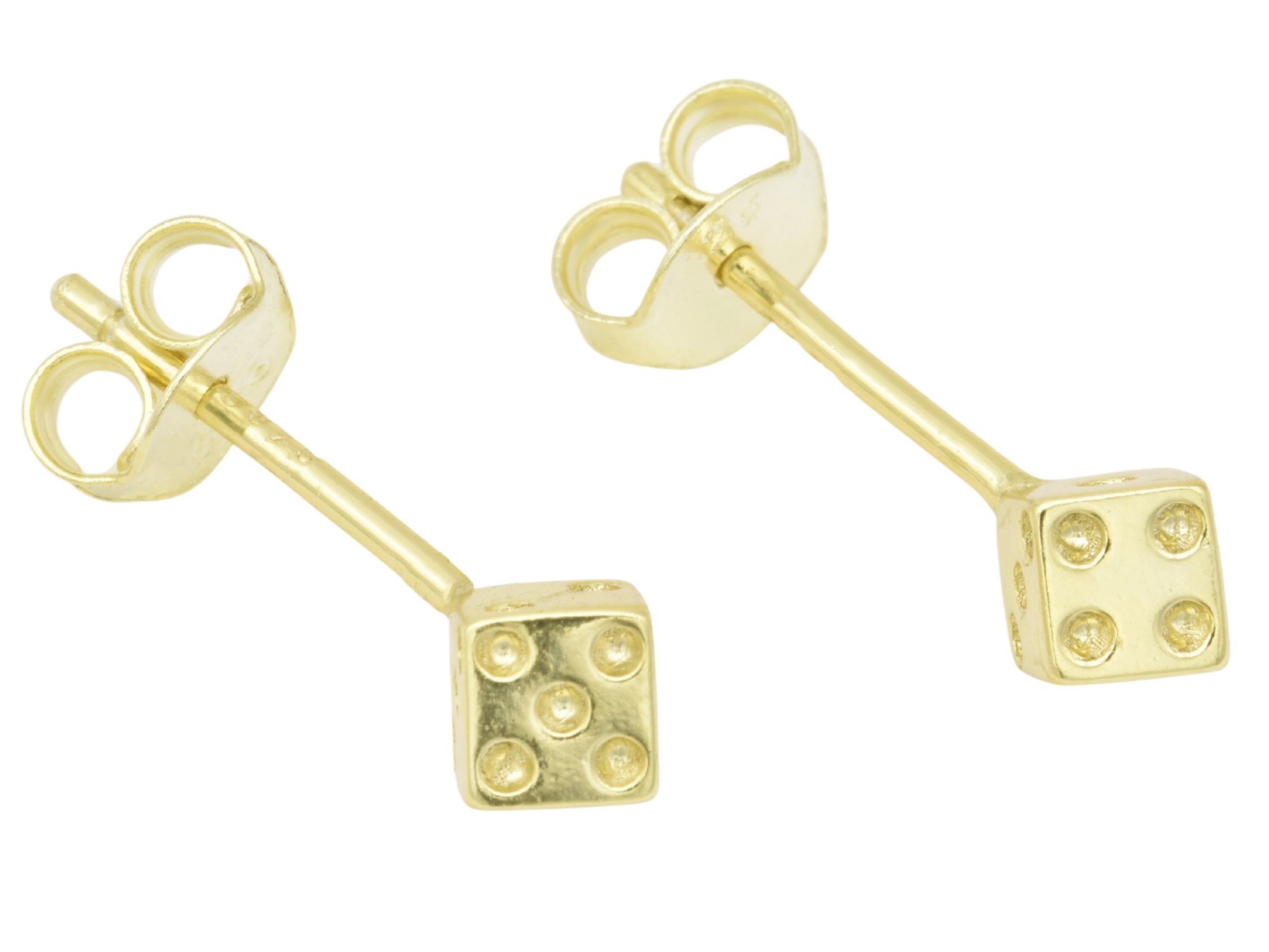 Ohrringe Ohrstecker Würfel - Sterling Silber 925 - Gelbgold Vergoldung