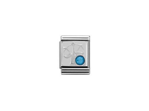 BIG Sternzeichen Waage aus Sterling Silber, Hersteller Nomination, mit einer prägnanten Waage und einem blauen Stein. Elegantes und bedeutungsvolles Schmuckstück für Liebhaber.