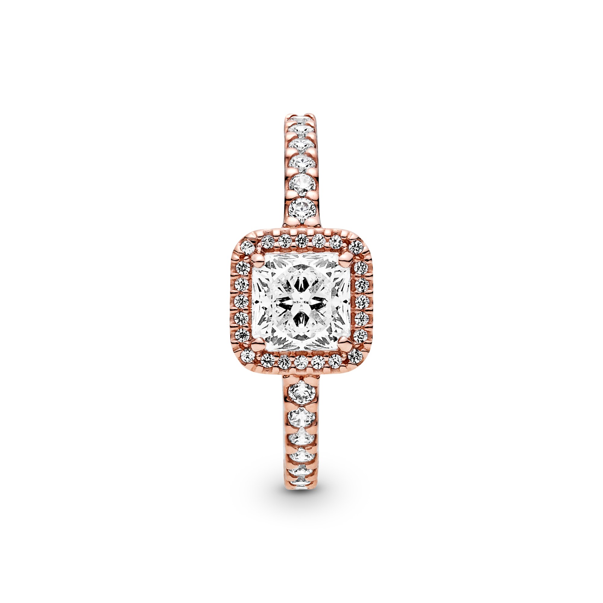 Pandora quadratischer Funkelnder Strahlenkranz Ring - Roségold Vergoldung - Zirkonia – Ansicht 4