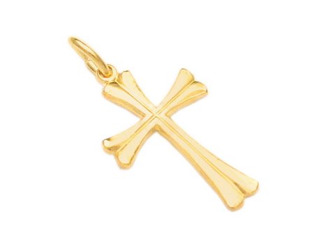Süßes Kreuz Anhänger mit Doublé Gold Auflage vom Hersteller Juwelier Harnisch, hochwertig verarbeitet und ideal als Schmuckstück für besondere Anlässe.