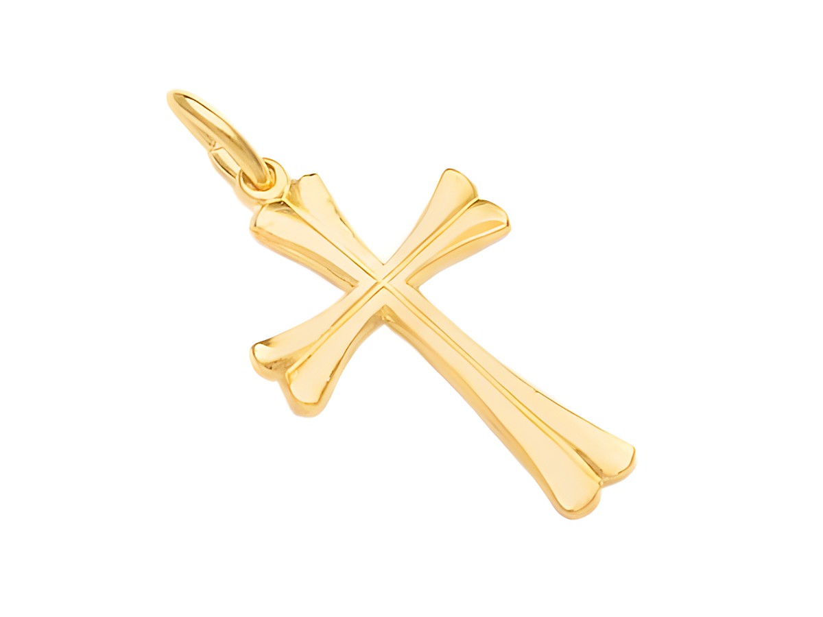 Süßes Kreuz Anhänger mit Doublé Gold Auflage vom Hersteller Juwelier Harnisch, hochwertig verarbeitet und ideal als Schmuckstück für besondere Anlässe.