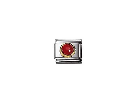 NOMINATION Classic Steine Achat Rot 030503 04 von Nomination, rundes design mit rotem Achatstein und goldfarbener Umrandung auf einer silbernen Basis.