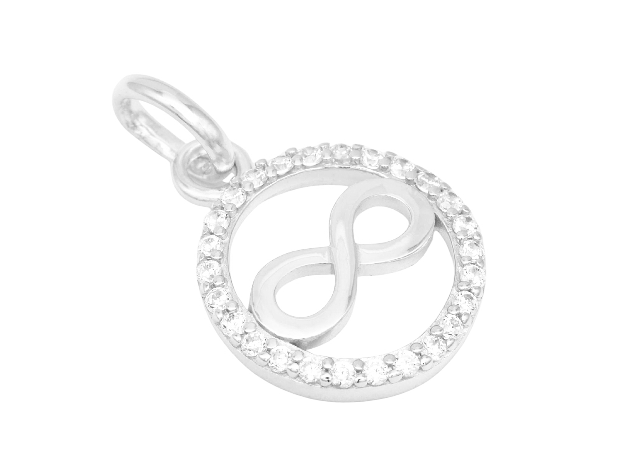 Anhänger Unendlichkeit Symbol - Sterling Silber poliert rhodiniert - Zirkonia