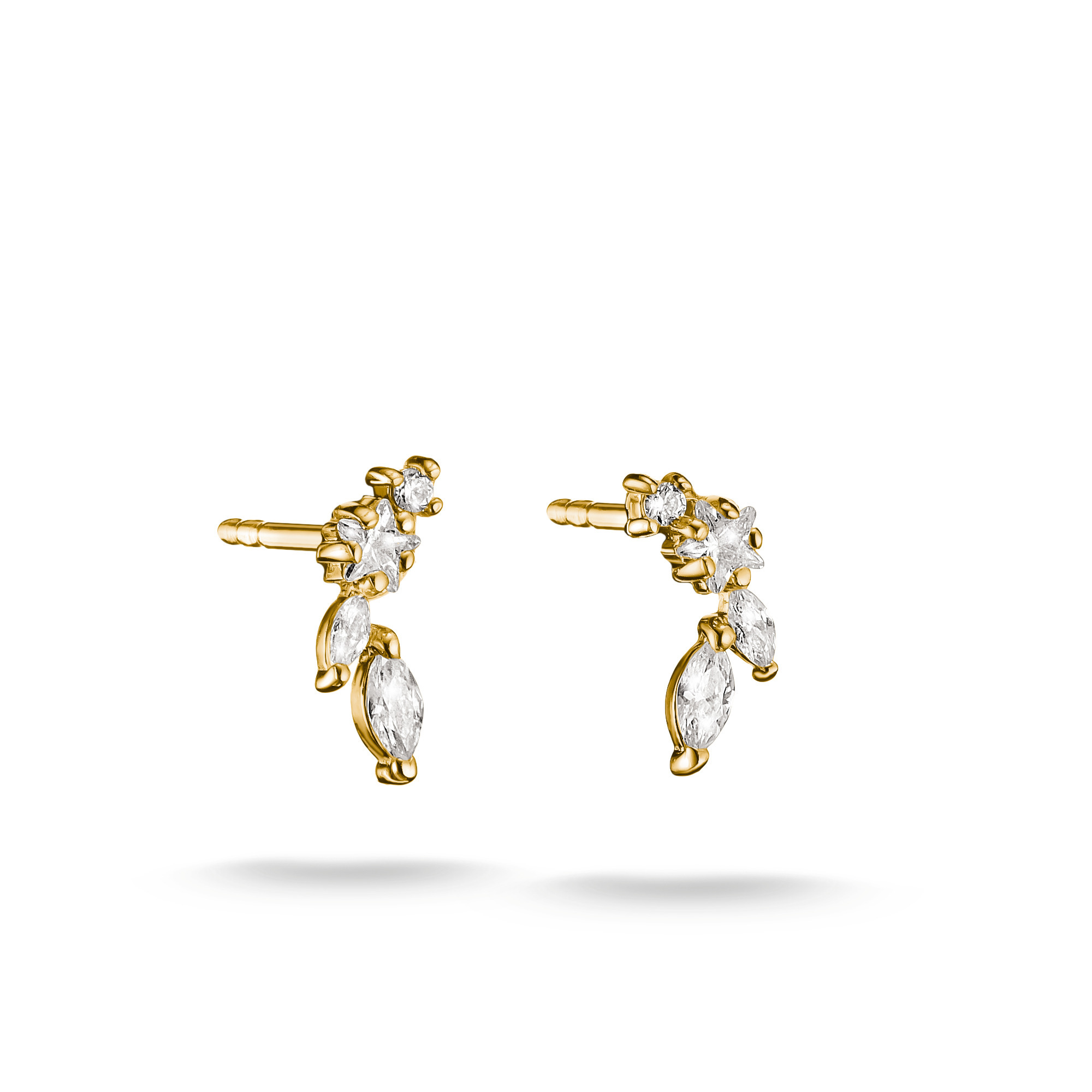 Thomas Sabo Ohrstecker mit weißem Zirkonia, vergoldet, 4 mm breit, elegantes Design mit mehreren funkelnden Steinen, ideal für stilvolle Anlässe oder den täglichen Gebrauch.