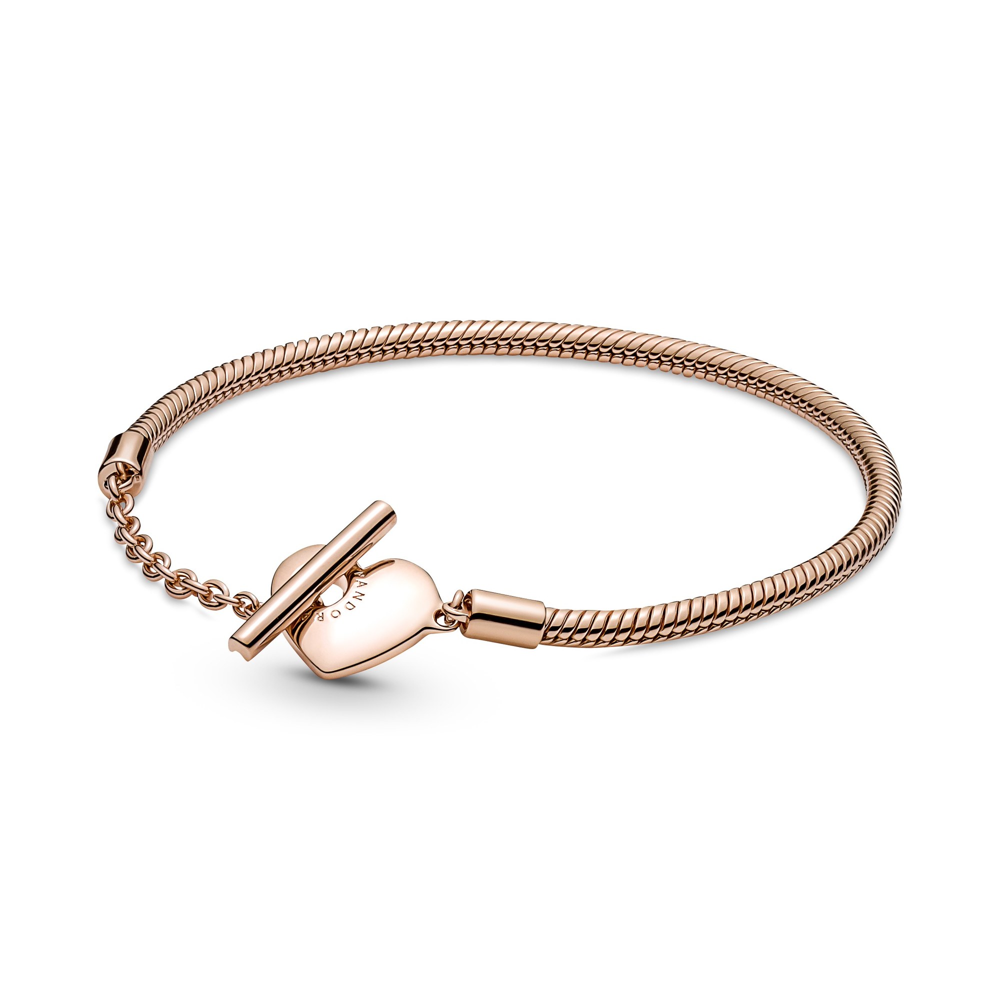 Pandora Armband - Schlangenkette Armband - Herz T Verschluß - Roségold Vergoldung