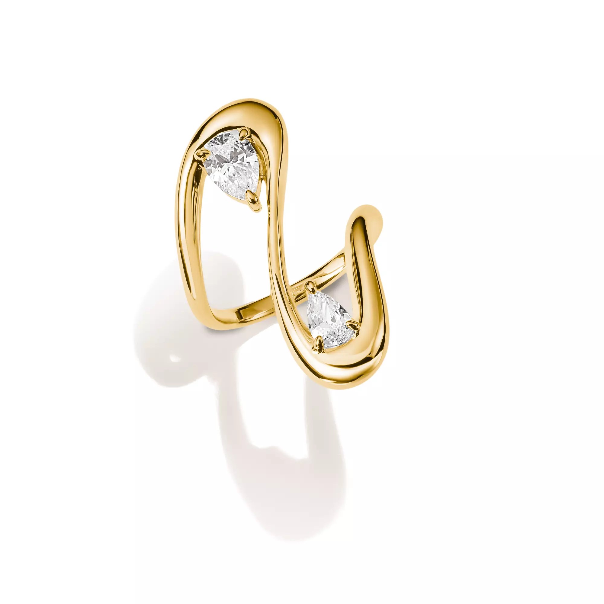 Thomas Sabo Ring mit weißem Zirkonia in Tropfenform – vergoldet – 28,5 mm hoch
