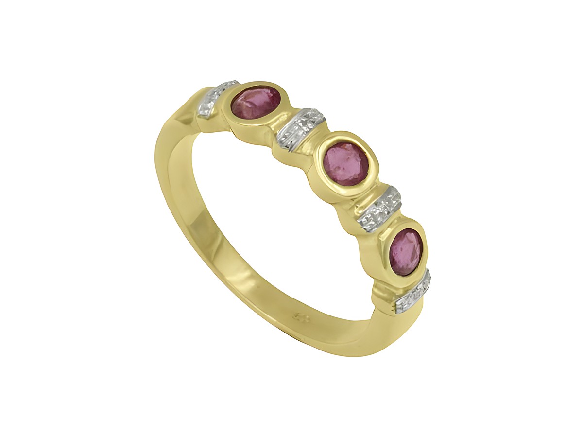 Gelbgold Ring charmant Gelbgold 585 mit Rubinen und Brillant 0,02 ct in Größe 57 vom Hersteller Juwelier Harnisch bis Größe 56/18.