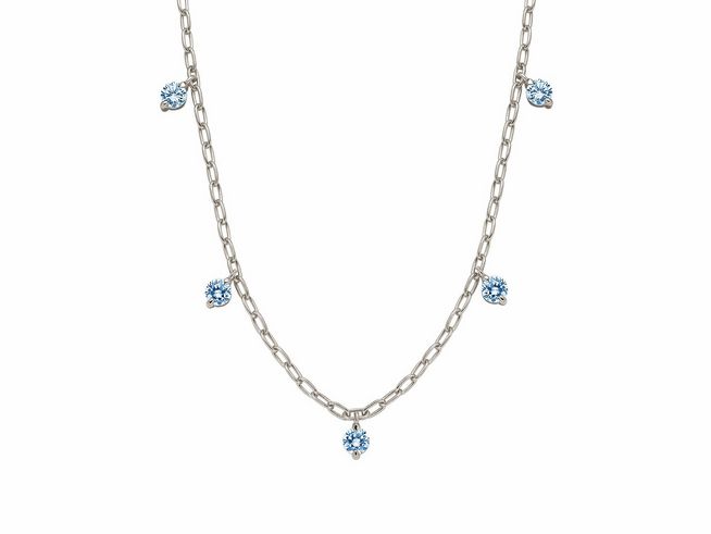 Xenox Sterling Silber Kette XS2201 in 40-45 cm, TROPICAL Gliederkette mit funkelnden blauen Zirkonia-Steinen, perfekt für eleganten Schmuck.
