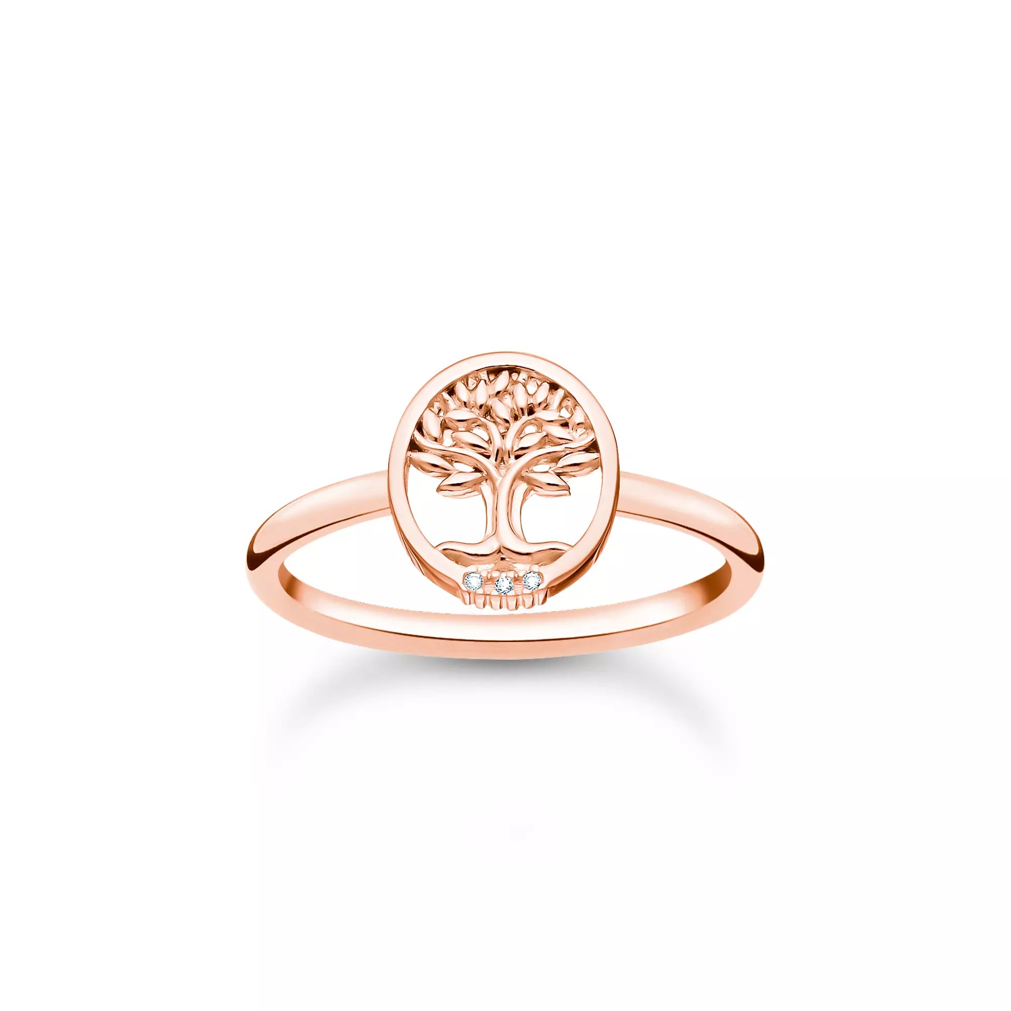 Thomas Sabo Charming Lebensbaum Ring Sterling Silber - verg. Gelbgold + Zirkonia - weiß