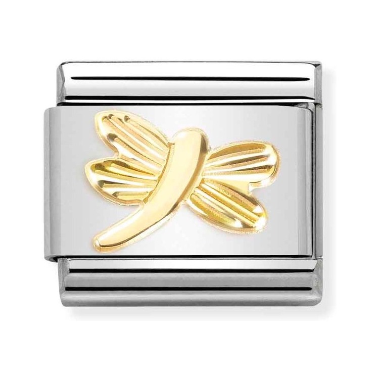 Nomination Composable Classic Charm Libelle - Edelstahl, Gold 750 Gelbgold, diamantiert