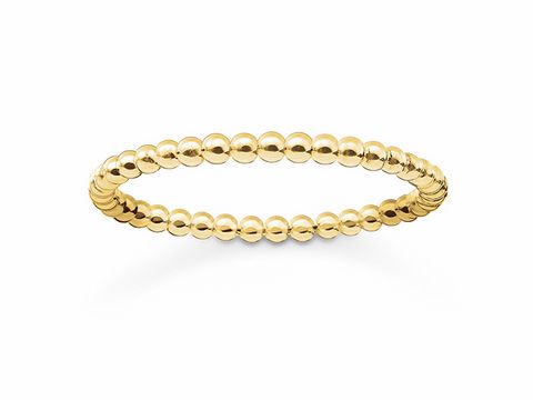 Ring von Thomas Sabo TR2122-413-12-52 aus vergoldetem Silber in Größe 52, designet mit einer Reihe von glänzenden, kugelförmigen Elementen.