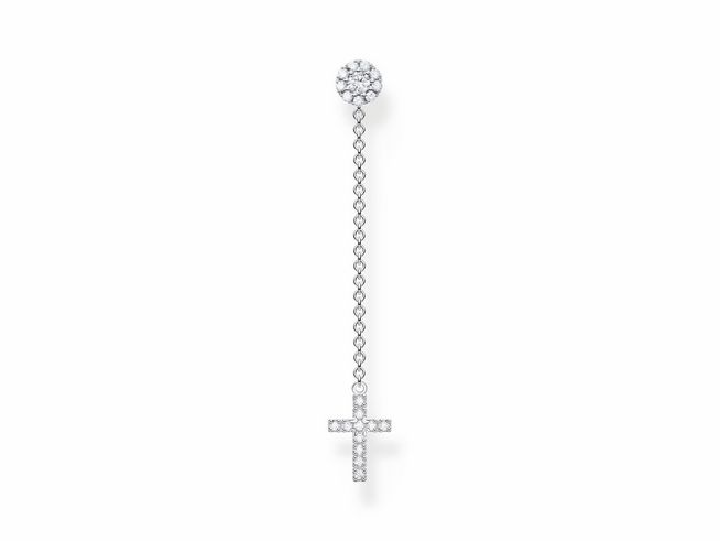 Thomas Sabo Ohrring 1 Stück H2239-051-14 aus Sterling Silber mit Zirkonia, funkelneder Kreuzanhänger, elegant und zeitlos, ideal für besondere Anlässe oder den Alltag.