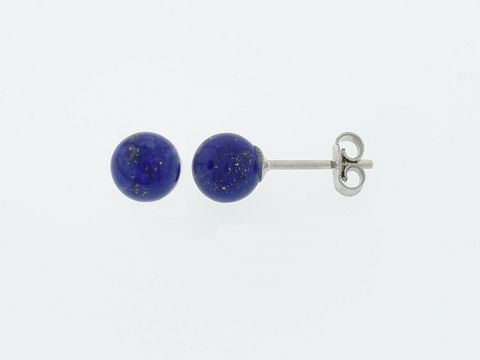 Silber Ohrringe mit Kugel aus Lapis, zeitloses Design, hochwertiger Stecker, Hersteller Juwelier Harnisch, ideal für stilvolle Akzente.