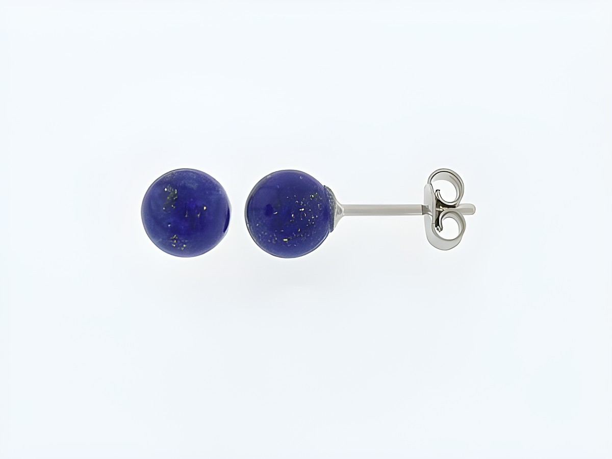 Silber Ohrringe mit Kugel aus Lapis, zeitloses Design, hochwertiger Stecker, Hersteller Juwelier Harnisch, ideal für stilvolle Akzente.