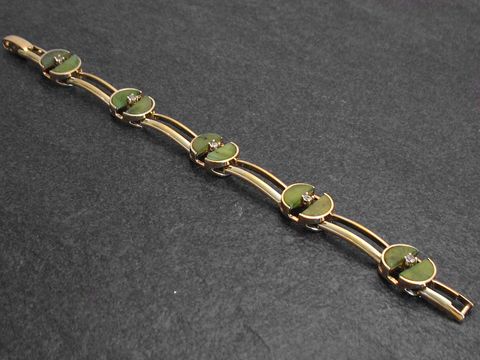 Silberarmband 18 cm Design aus vergoldetem Material mit Jade und Zirkonia, hergestellt von Juwelier Harnisch, elegant und stilvoll. Ideal für besondere Anlässe.