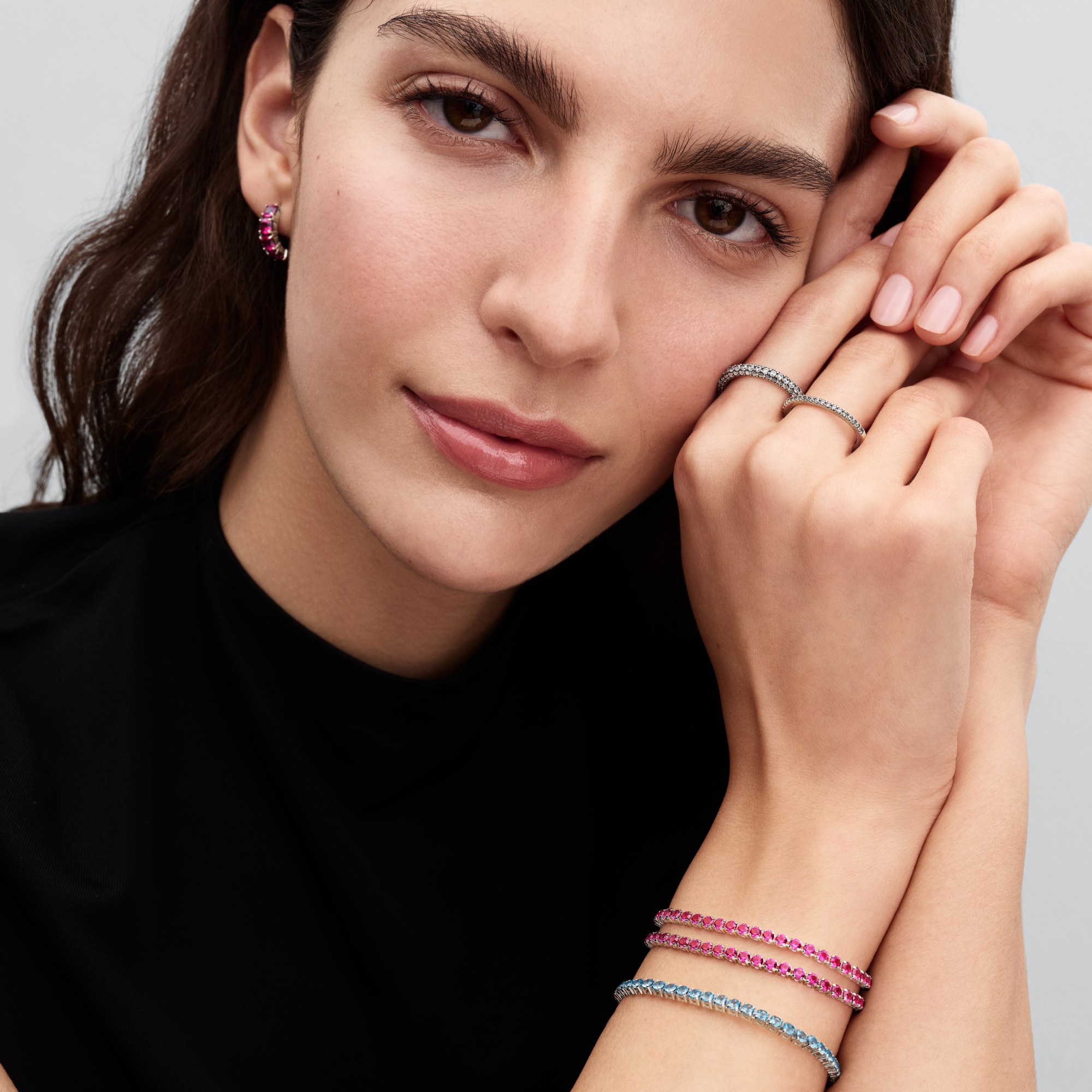 Pandora Funkelndes pinkes Tennisarmband - Sterling Silber – Ansicht 3