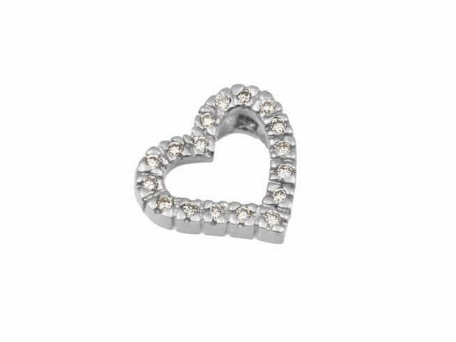 Brillant Herz Anhänger aus 585 Weißgold mit 0,13ct Brillanten, elegant und zeitlos, hergestellt von Juwelier Harnisch, ideal als Geschenk oder für den eigenen Schmuckkoffer.