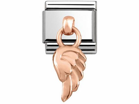 Edelstahl und roségoldener Anhänger in Form eines Flügels von Nomination klassisch gehalten, ideal für individuelles Schmuckdesign.