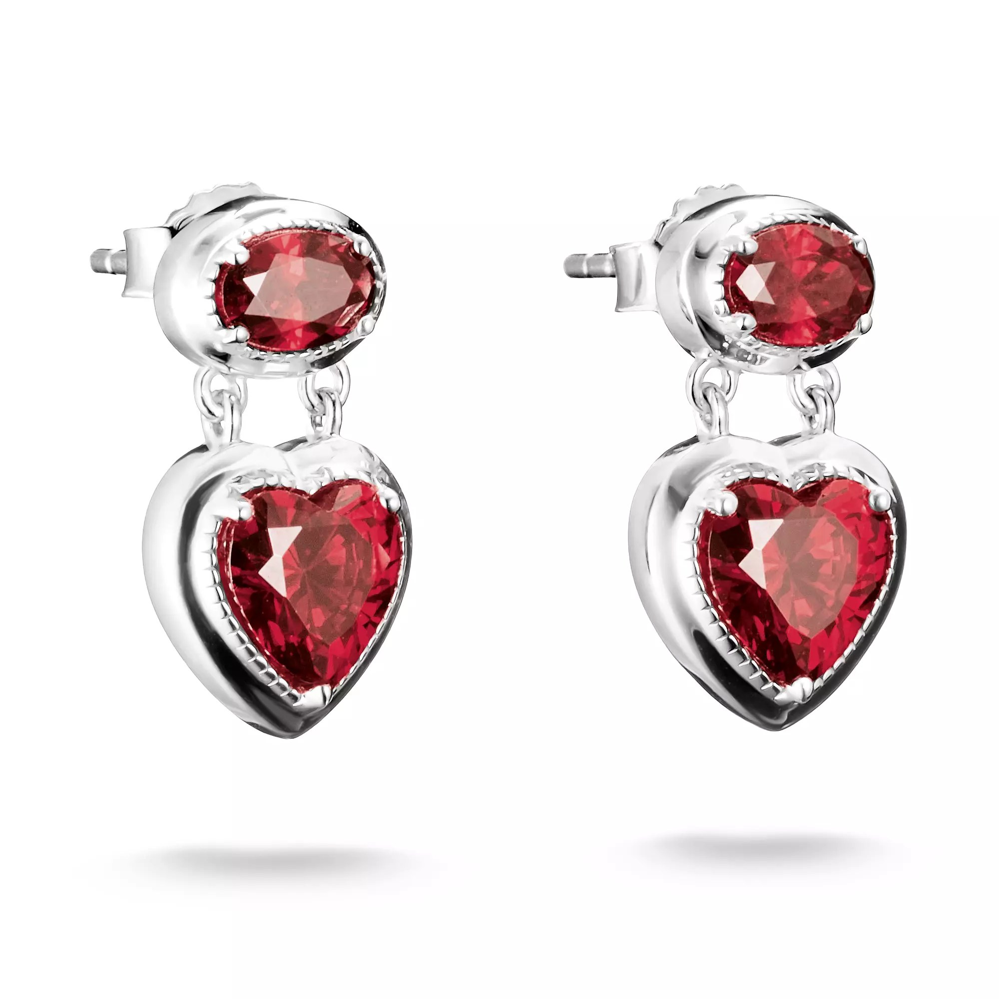 Thomas Sabo Ohrstecker Herz Granatrot ELYNDRA Silber – Zirkonia – Ansicht 2