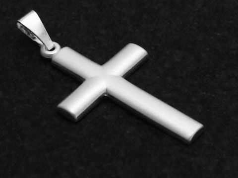Kreuz rhodiniert seidenmatt Anhänger aus Sterling Silber, schlichtes Design, hergestellt von Juwelier Harnisch, ideal für stilvolle Akzente.