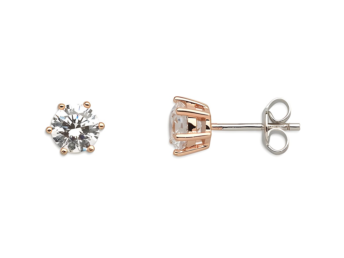 Xenox Sterling Silber Ohrringe XS7214R in Roségold Vergoldung mit Krappe, zarte Details und funkelndem Stein, idealer Ohrschmuck für elegante Anlässe.