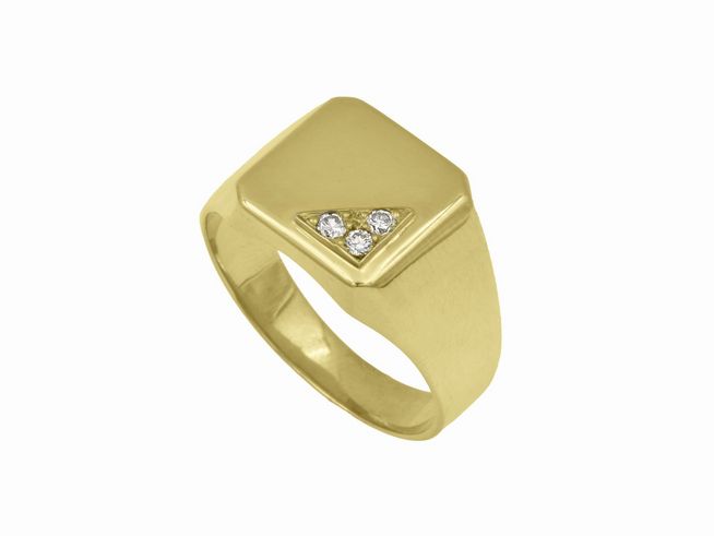 Gelbgold Ring zeitlos aus 585 Gelbgold mit einem Diamanten von 0,10 ct w-piqué in Größe 68, hergestellt von Juwelier Harnisch, über Größe 60/19.