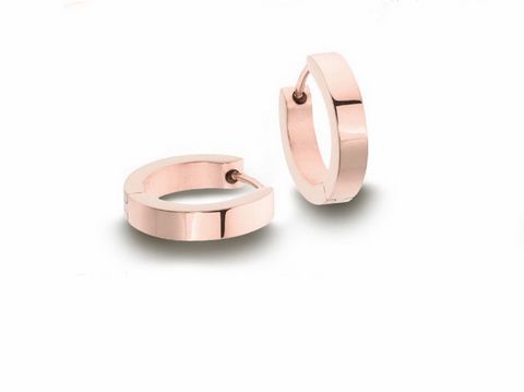 Edelstahl Creolen poliert in roségoldfarben mit einem Durchmesser von 1,5 cm und einer Breite von 3,1 mm, Hersteller Juwelier Harnisch. Ideal für eleganten Ohrschmuck.