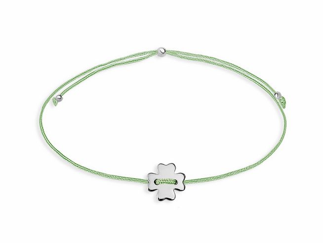 Xenox Sterling Silber Armband XS1687 Crazy Daisy in Grün mit einem Kleeblatt Anhänger, schlicht und elegant, ideal für jeden Anlass.