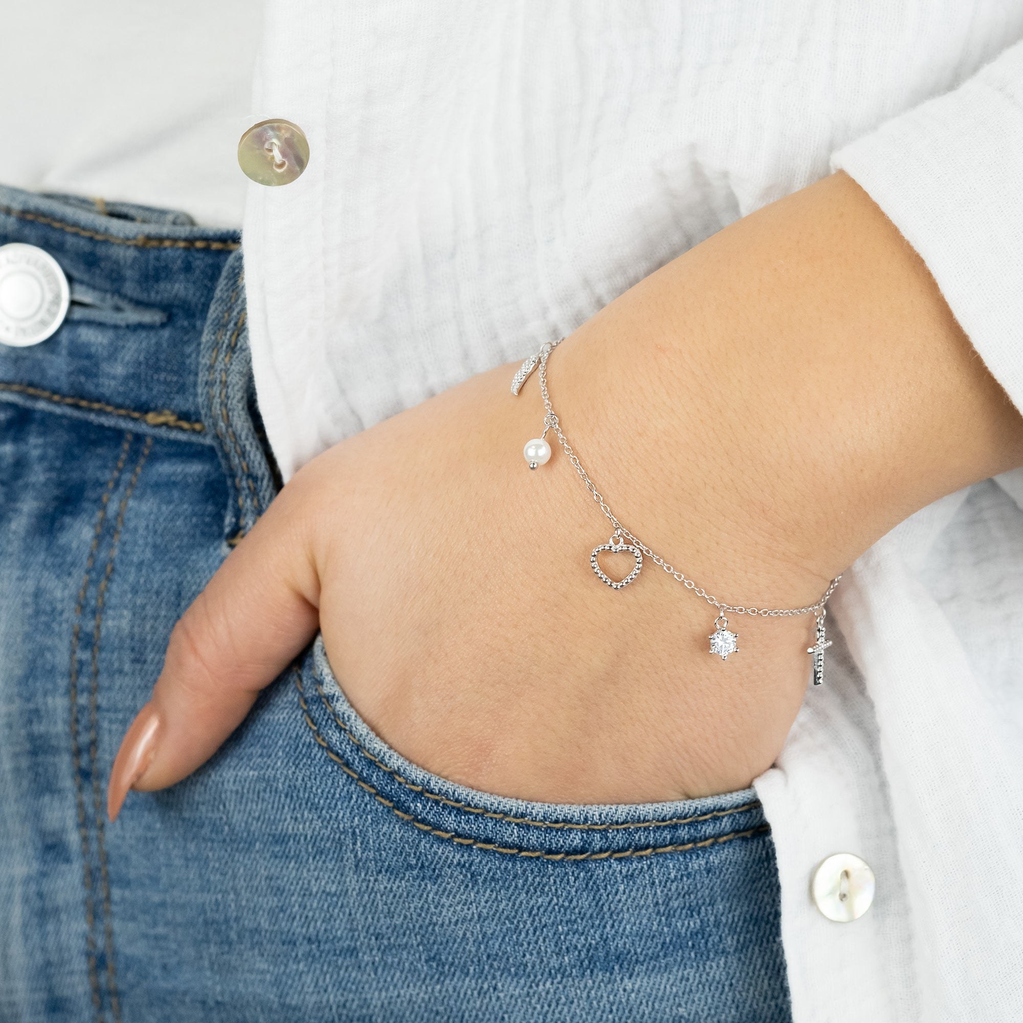 Engelsrufer Armband Glaube, Liebe und Hoffnung Silber mit Zirkonia - 17 + 3 cm – Ansicht 3
