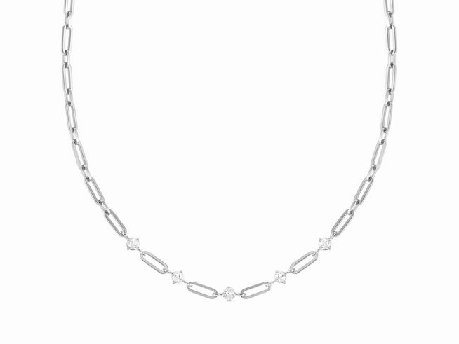 Edelstahlkette von Nomination ChainsOfStyle mit weißen Zirkonia, Länge 46 cm, elegantes Design mit feinen Gliedern und funkelnden Akzenten.