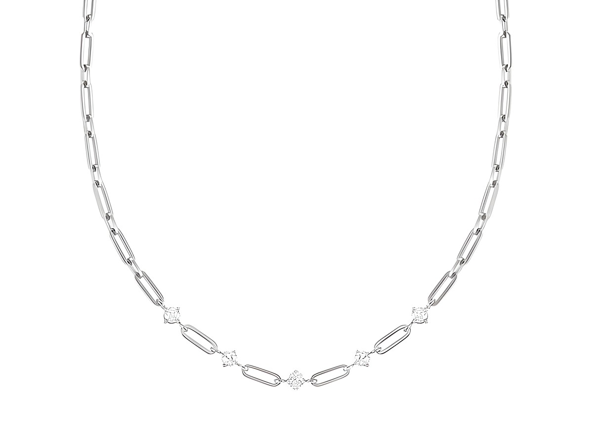 Edelstahlkette von Nomination ChainsOfStyle mit weißen Zirkonia, Länge 46 cm, elegantes Design mit feinen Gliedern und funkelnden Akzenten.