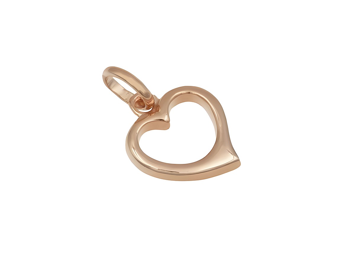 Dezent glänzender Anhänger in Herzform aus roségold vergoldetem Sterling Silber, gefertigt vom Juwelier Harnisch, plastisch gestaltet und ideal als schmückendes Accessoire.