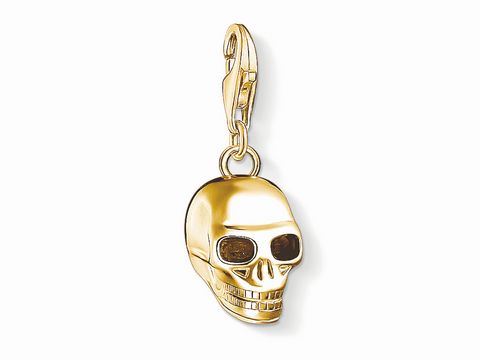 Vergoldeter Charm-Anhänger von Thomas Sabo in Form eines Totenkopfs, Teil der Vintage Rebel Kollektion, ideal für lässige und modische Styles.