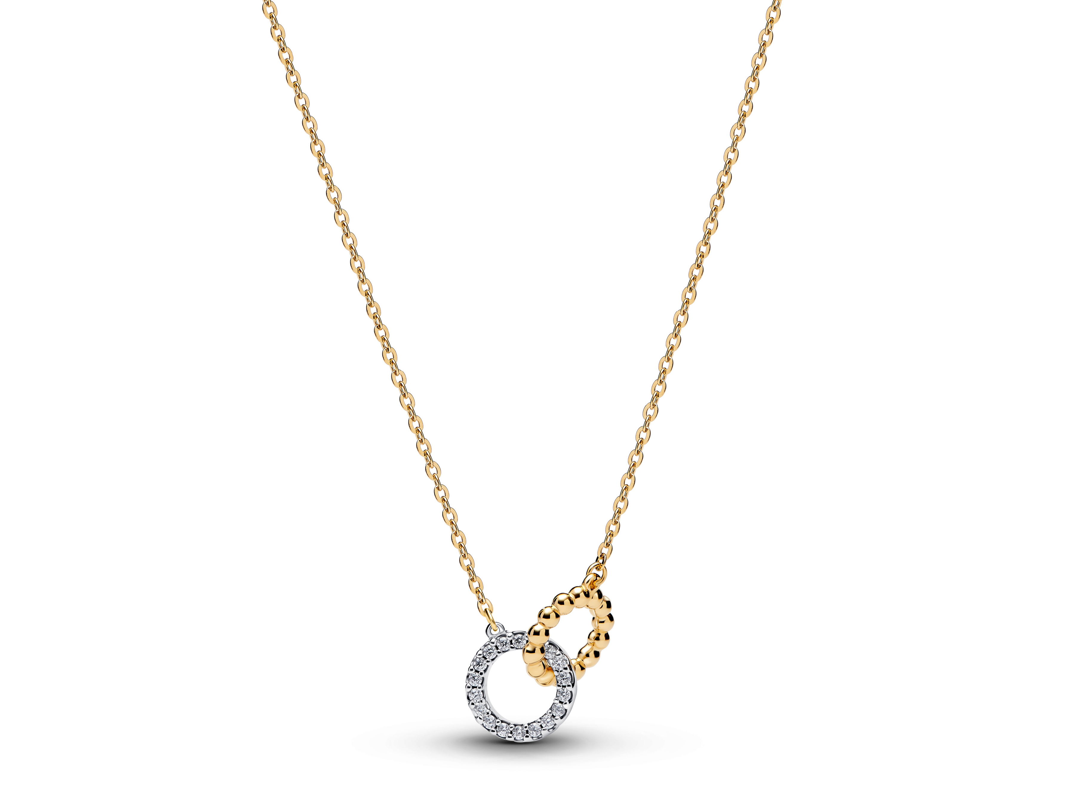 Pandora 364825C01-45 - Kette Nephrite-Jade - 45 cm - Sterling Silber & Gelbgold Vergoldung - Zirkonia - 46 cm