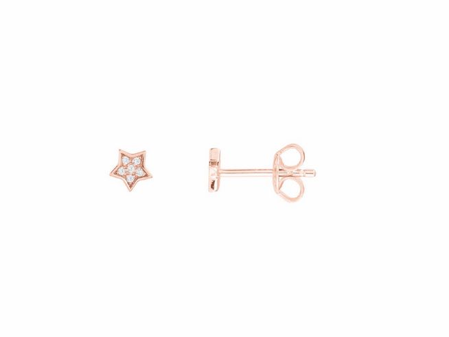 Xenox Sterling Silber Ohrringe XS3470R EAR CANDIES in Roségold Vergoldung, gestalten als funkelnder Stern mit Zirkonia Steinen, perfekt für eleganten Ohrschmuck.