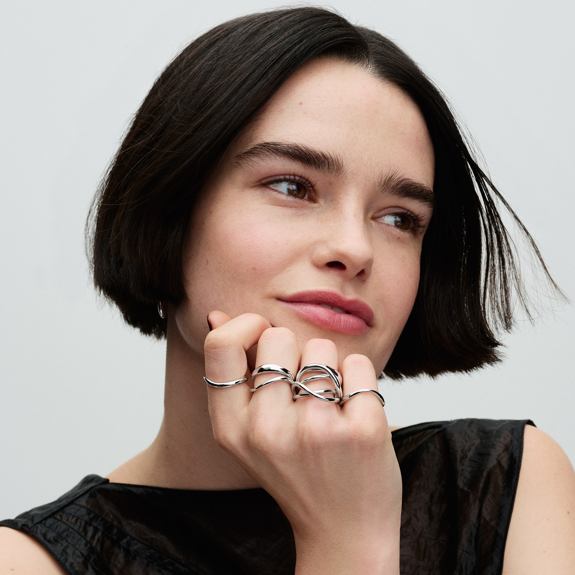 Pandora ESSENCE organisch Geformte Stacking-Ringe - Sterling Silber – Ansicht 5