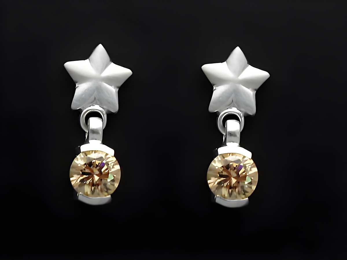 Ohrringe Stern Sterling Silber bezaubernd mit Zirkonia von Juwelier Harnisch, Ohrhänger mit Stein in stilvollem Design und funkelnder Eleganz.