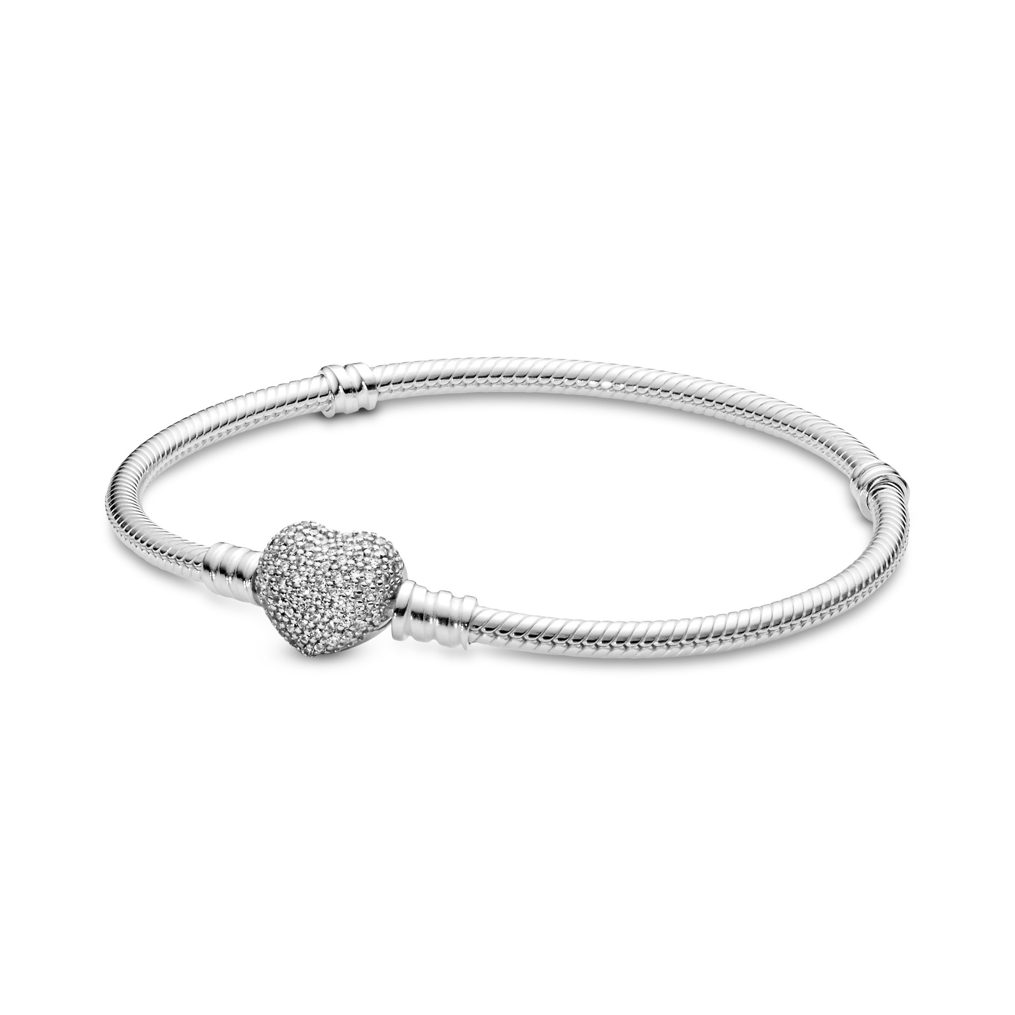 PANDORA - Armband mit Pavé-Herz-Verschluss - Silber - Zirkonia