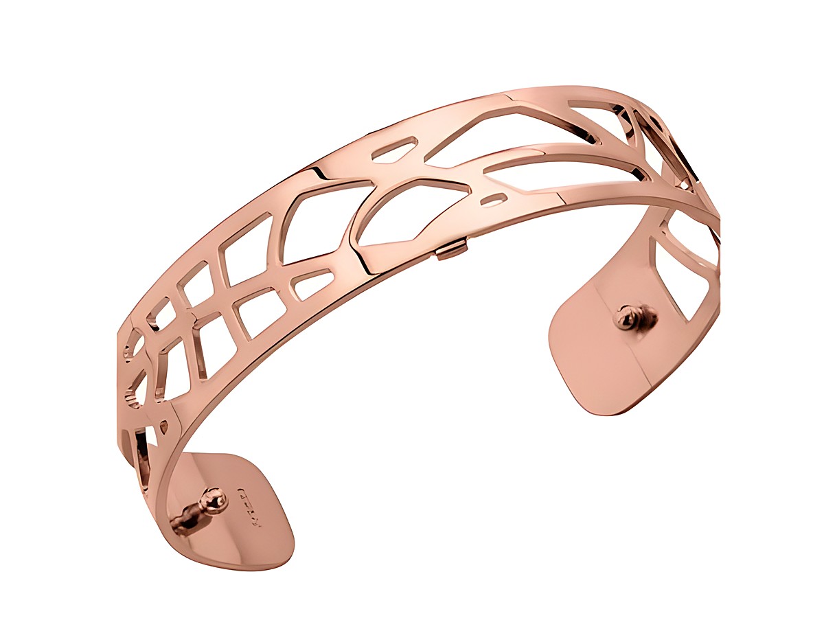 Armreif von Les Georgettes in Roségold mit einem filigranen, geometrischen Design, Modell 7028409, 14 mm breit, elegant und modern für stilbewusste Trägerinnen.