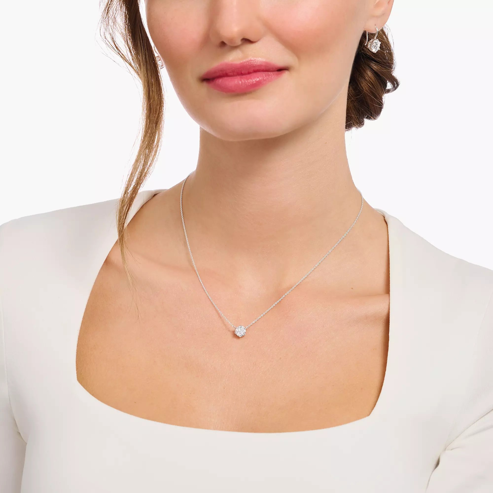 Thomas Sabo Essentials Kette - großem Zirkonia - Silber & Zirkonia - Weiß - 40 bis 45 cm – Ansicht 2