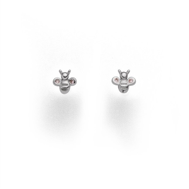 DUR Ohrringe Ohrstecker Biene - Sterling Silber - Zirkonia – Ansicht 2