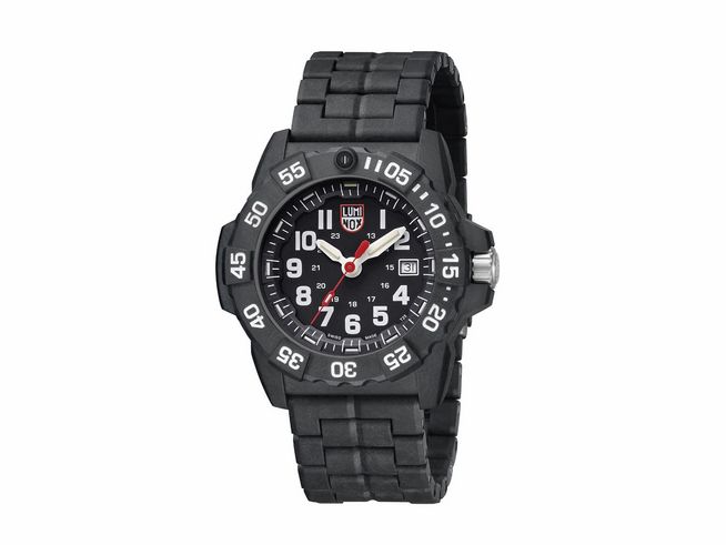 9003251-0 Luminox Uhr XS.3502.L Sea aus CARBONOX, 45 mm, robustes Gehäuse, schwarzes Ziffernblatt mit roten Akzenten, Datumsanzeige, ideal für Outdoor-Aktivitäten und Sport.