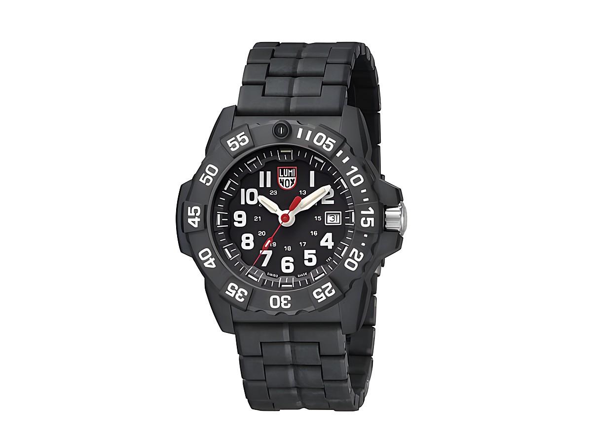 Luminox Uhr XS.3502.L Sea aus CARBONOX, 45 mm, robustes Gehäuse, schwarzes Ziffernblatt mit roten Akzenten, Datumsanzeige, ideal für Outdoor-Aktivitäten und Sport.