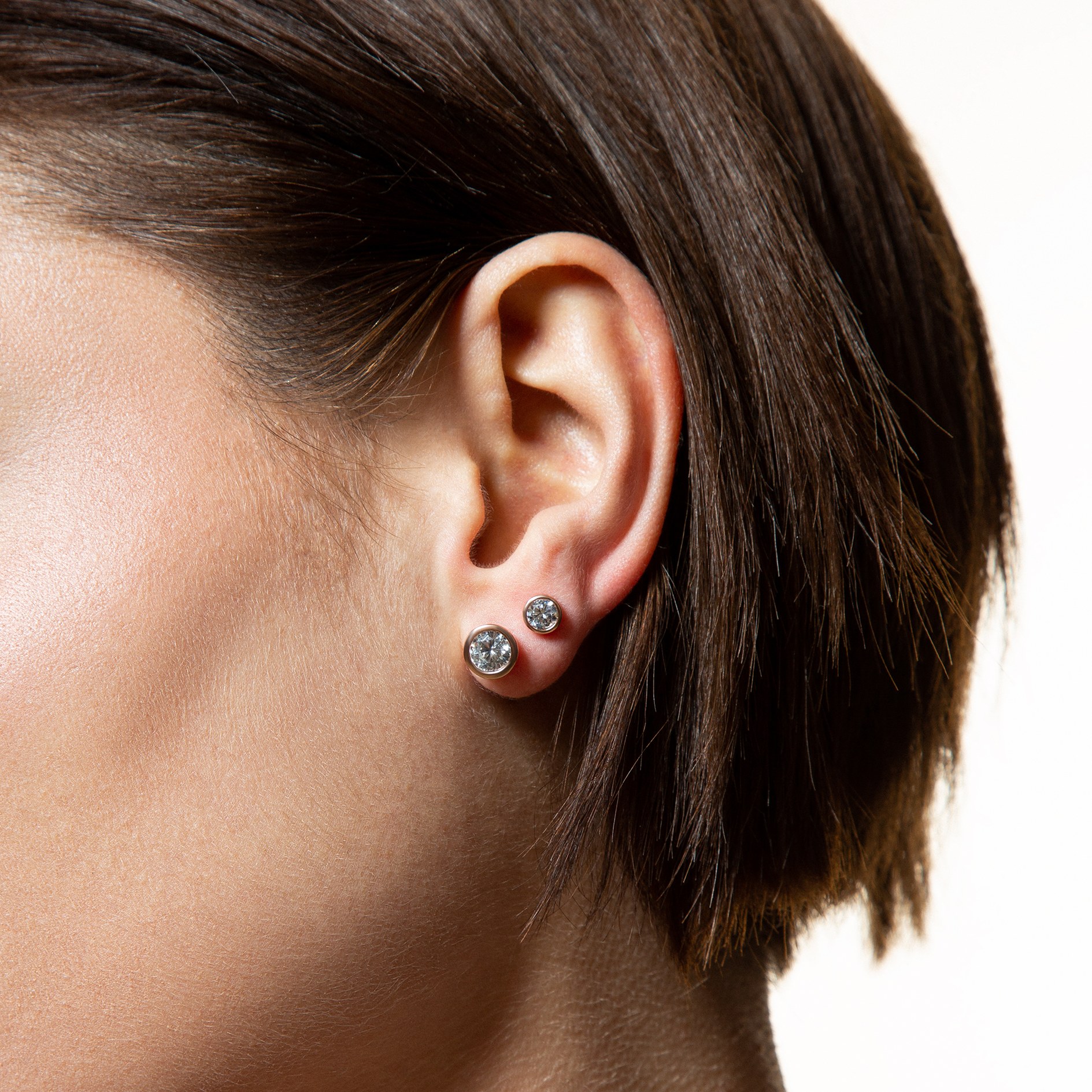 XENOX Sterling Silber Ohrringe XS7028R - ZARGE ROSÈ - Roségold vergoldet - Zarge – Ansicht 2