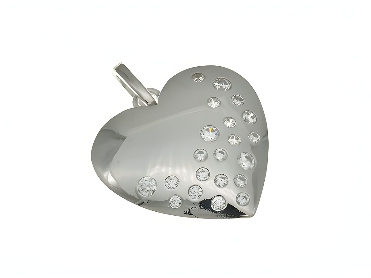 Herzen Anhänger aus Sterling Silber rhodiniert mit funkelndem Zirkonia, Hersteller Juwelier Harnisch, Perlen & Steine, elegantes Design für romantische Anlässe.