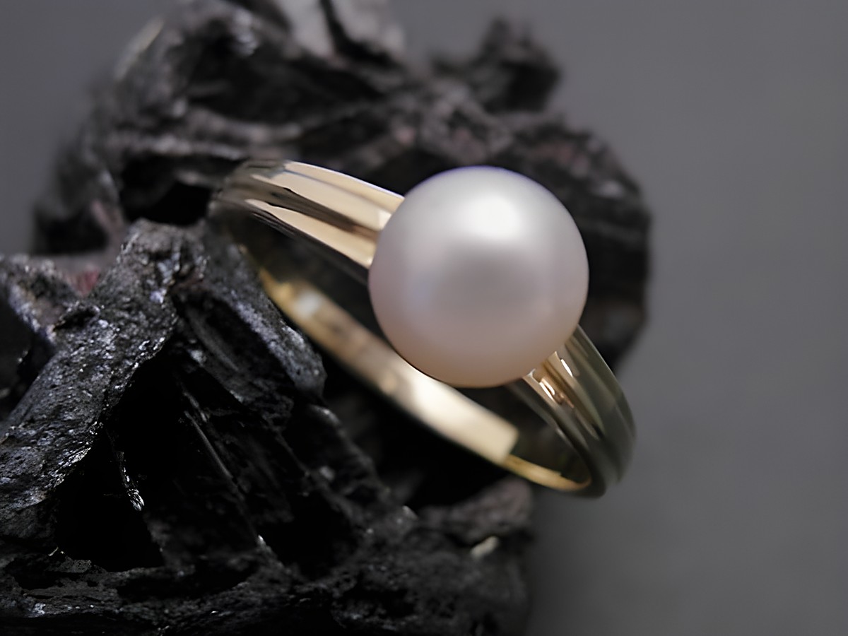 Gold Perlen Ring exquisit Größe 54,5 mit einer Zuchtperle von 6,6 mm, gefertigt aus Gold 585, Hersteller Juwelier Harnisch, bis Größe 56/18.