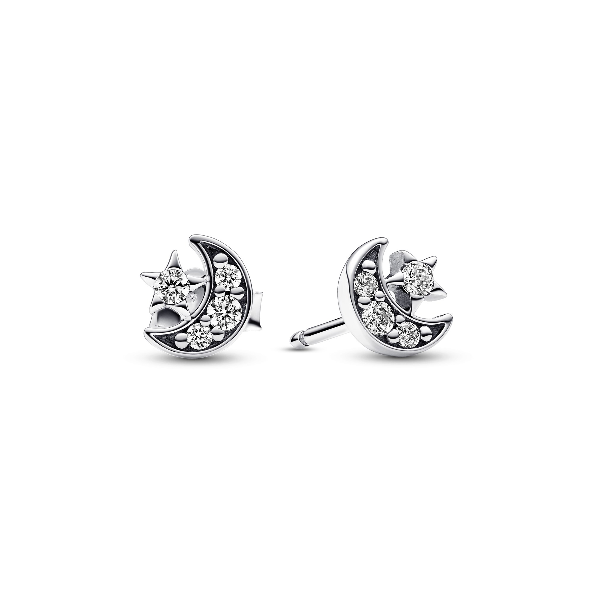 Pandora Funkelnde Mond & Stern Ohrringe - Sterling Silber - Zirkonia