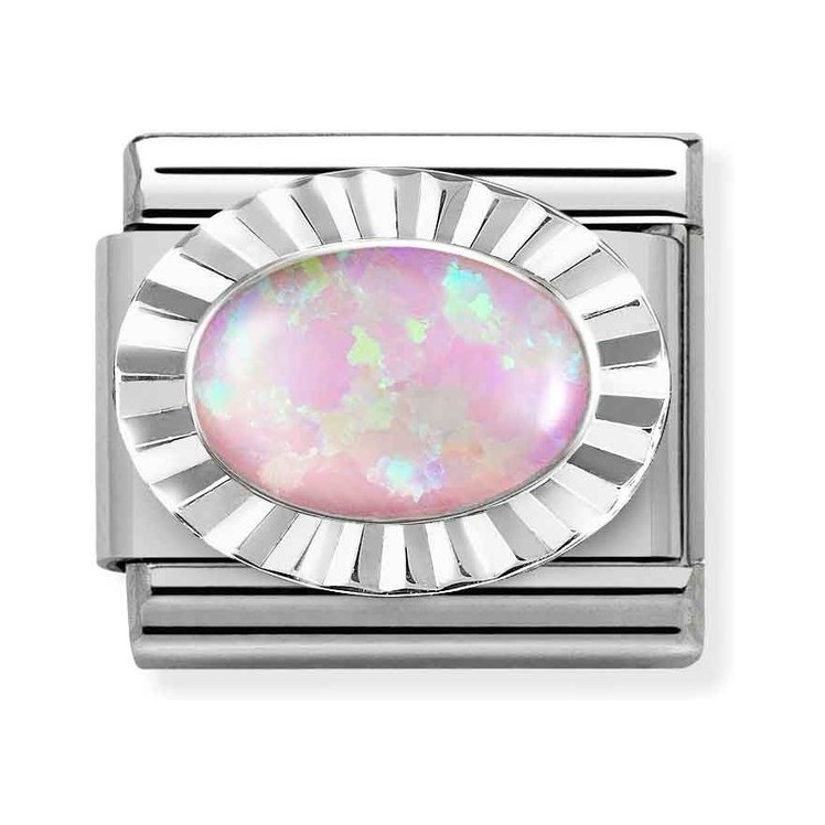 Nomination Composable Classic Charm Opal rosa - Edelstahl, Sterling Silber diamantiert