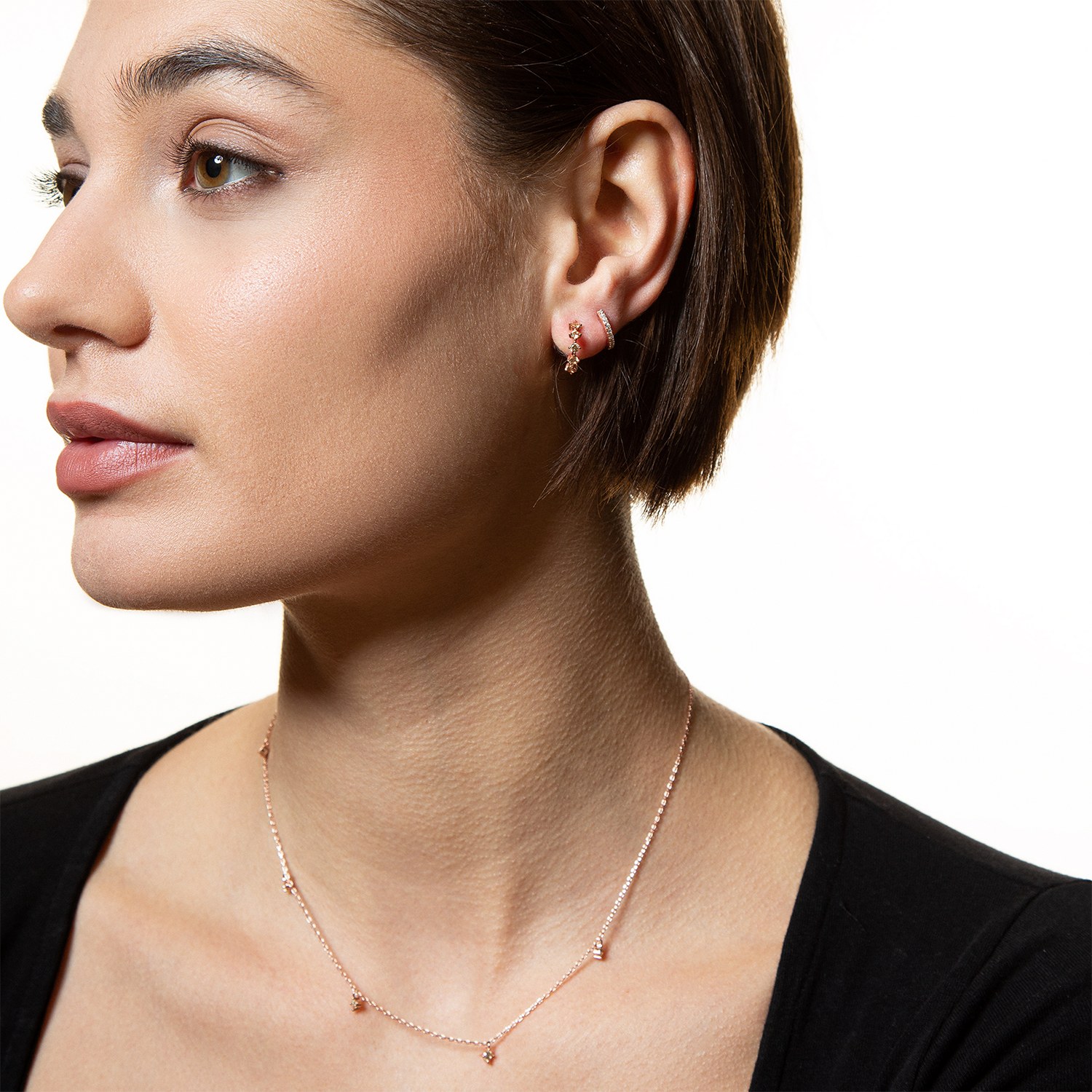 XENOX Sterling Silber Ohrringe XS8662R - Creolen - Roségold vergoldet – Ansicht 3