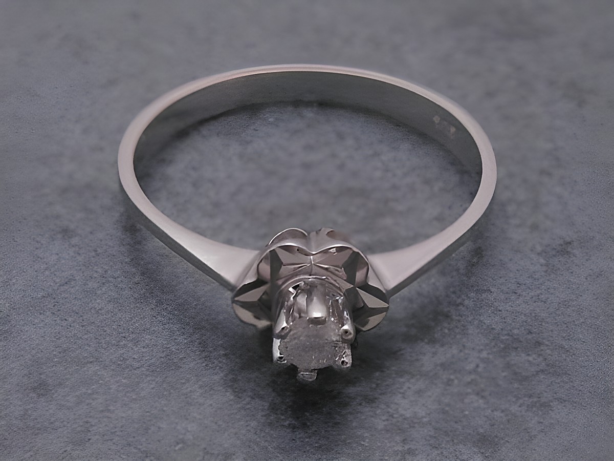 Gold Ring blumig Weißgold 585 Brillant Goldring Gr. 55, Hersteller Juwelier Harnisch bis Gr. 56/18. Elegantes Design mit funkelndem Brillant in der Mitte. – Ansicht 2